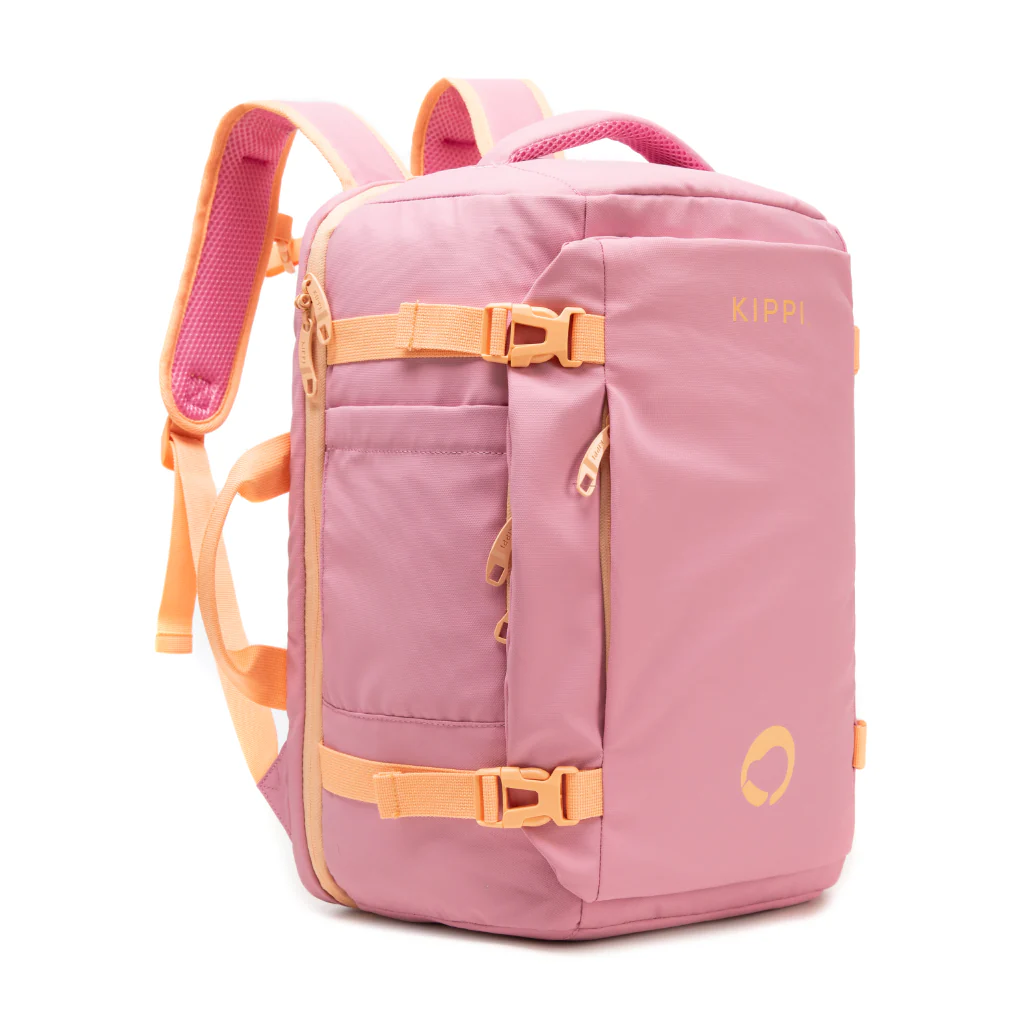 Combo 2 Mochila Viaje (Cabina Avión): 1 Mochila 40L Negro + Mochila de Viaje Viral Cabina 45L. Kippi Rosada. Resistente al Agua - Image 4