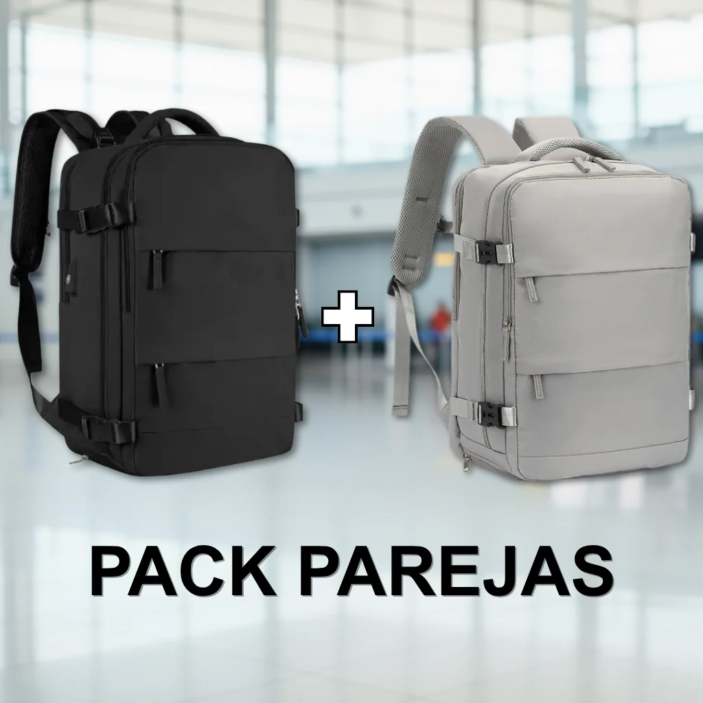 Combo: Mochila Viaje (Cabina Avión)  Negro. + Mochila Viaje Viral 40L Premium Grey.