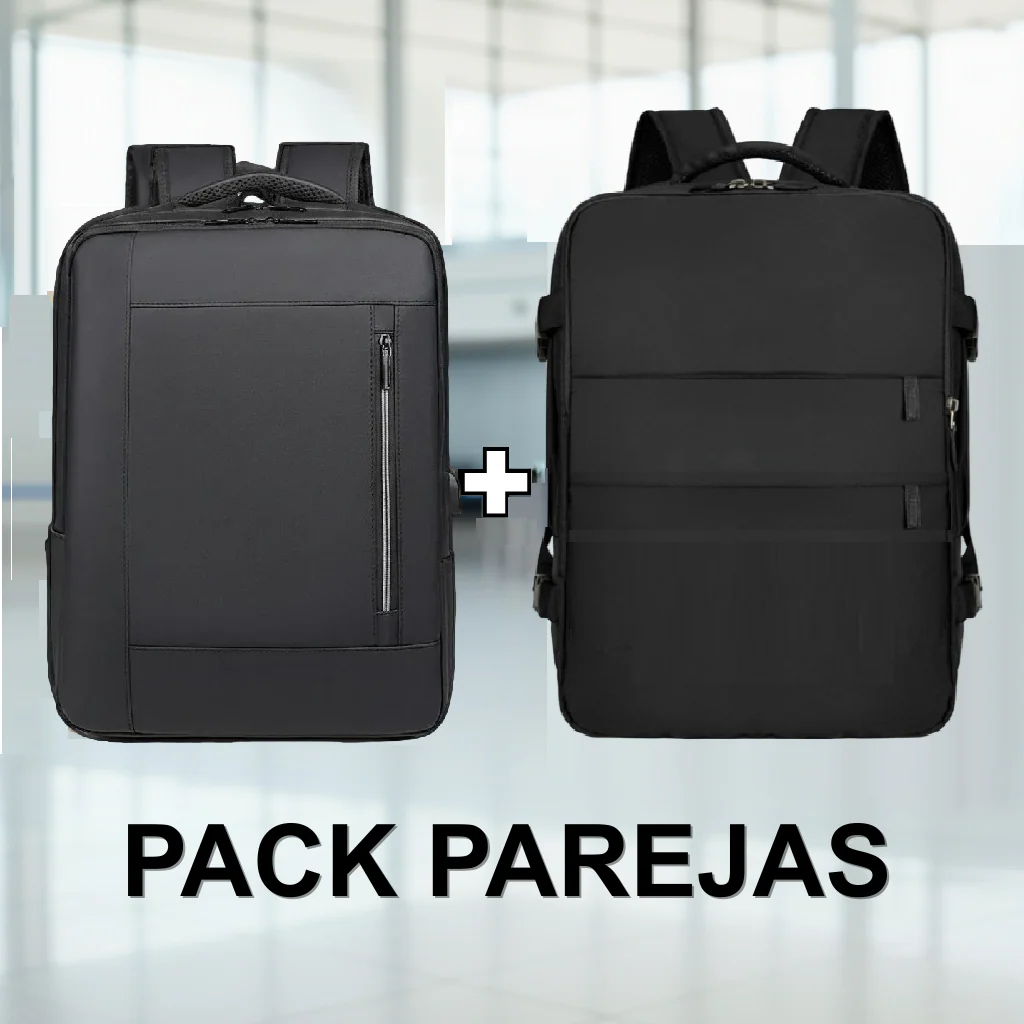 Combo Exclusivo: Mochila Viaje Viral (Cabina Avión) Black 24LT + Mochila Viral XL 40L Black Navigator
