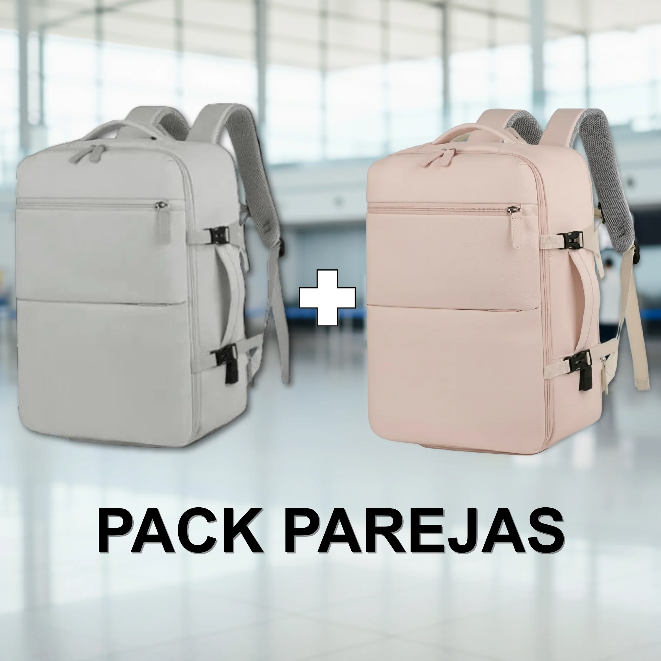 Combo 2 Mochilas de Viaje Viral XL (1 Pink & 1 Grey).(Cabina Avión) 40L. Pack Travel
