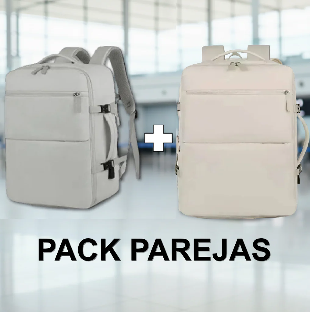 2 Mochilas de Viaje Viral XL (1 Beige & 1 Grey 40L ).(Cabina Avión). Pack Travel