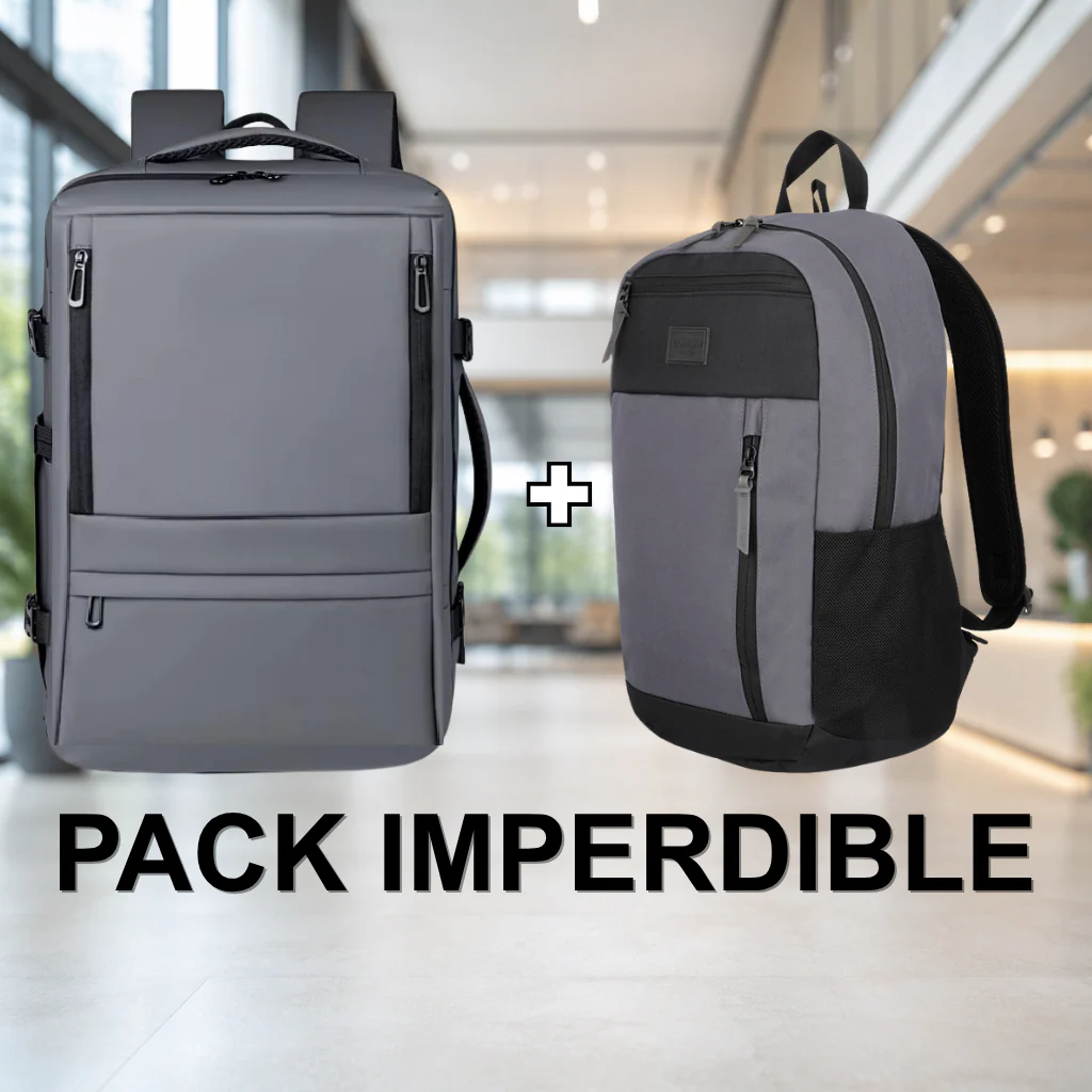 Combo Mochila de Viaje 38L Resistente al Agua + Mochila 26L Carbon Grey Stanford Saxoline - Image 2