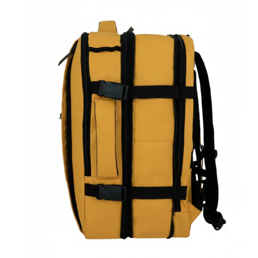 Combo Mochila Viaje XL 40Lts Mostaza Llaima Resistente al Agua + Maleta de Cabina Negra - Image 6