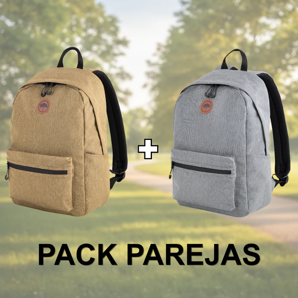 Combo Mochilas Jane Llaima Tela impermeable Gris y Café