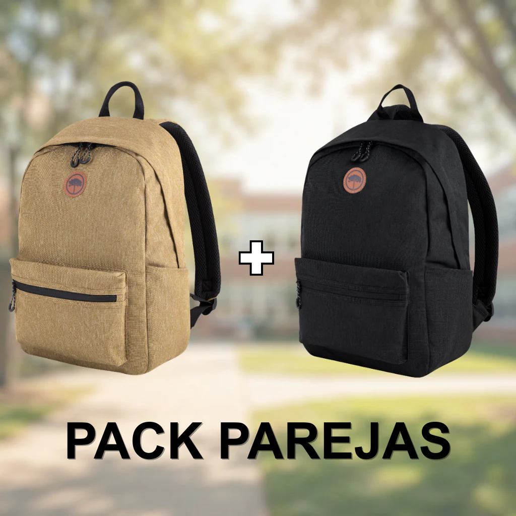 Combo Mochilas Jane Llaima Tela impermeable Negra y Café