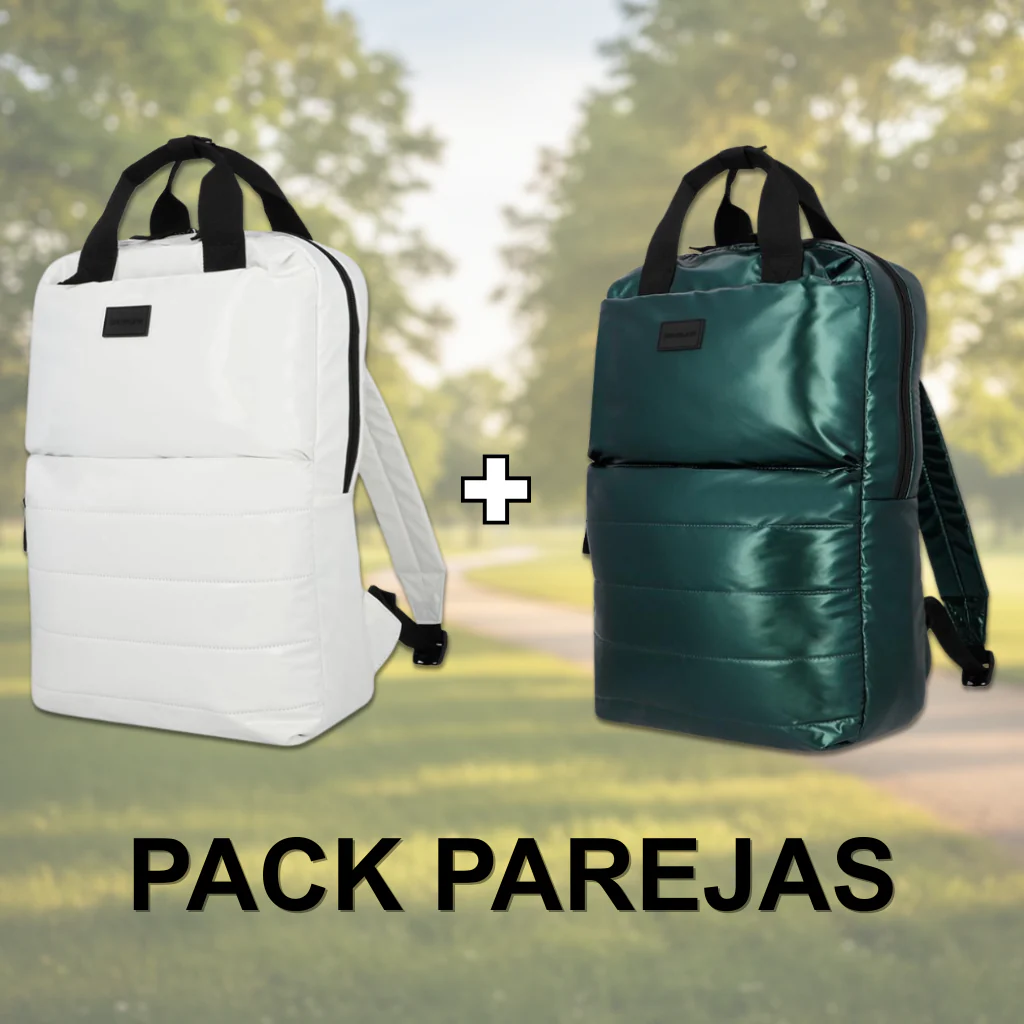 Combo 2 Mochilas Puffer Saxoline Camber 18 L Color Verde y Blanca