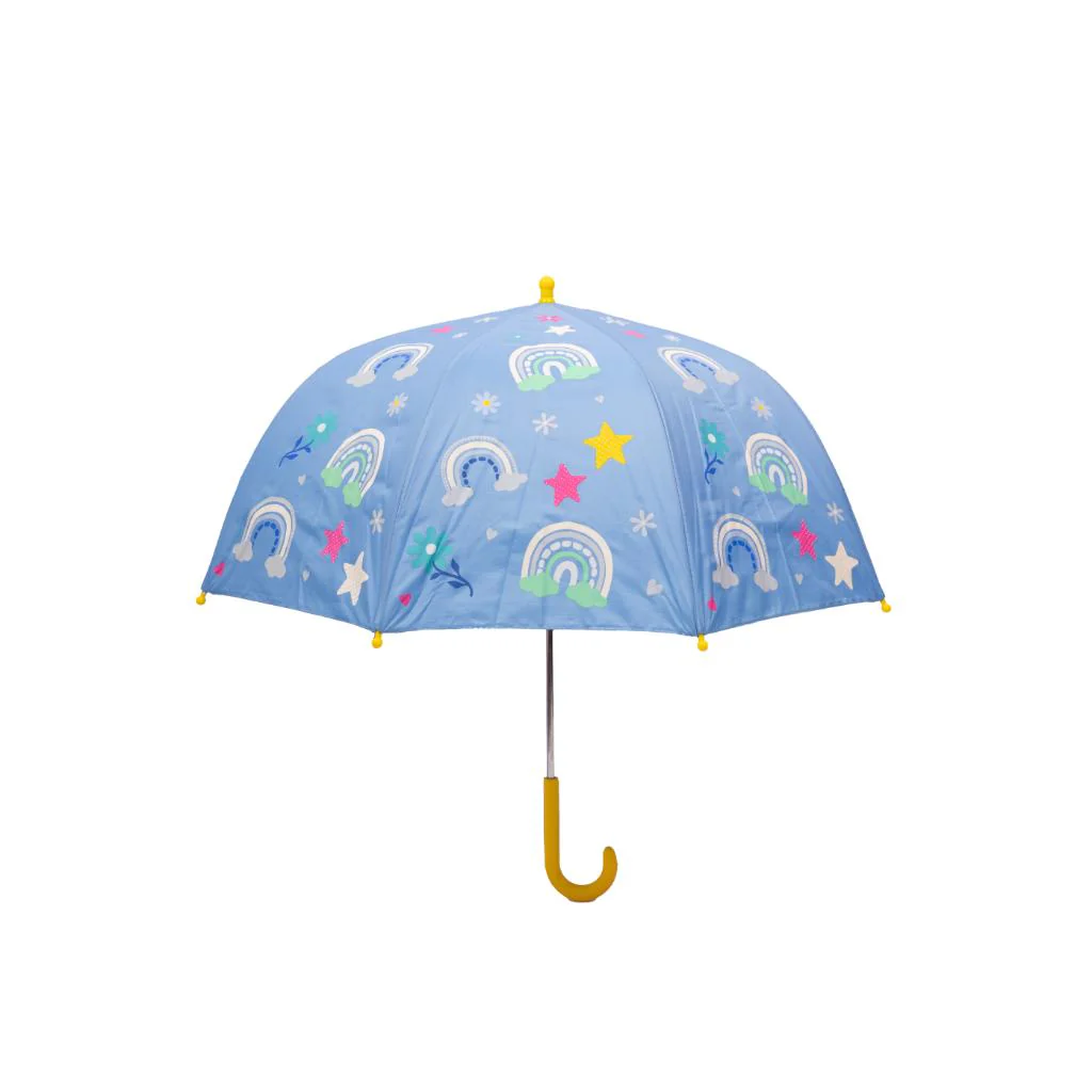 Combo Paraguas Retractiles Morado + Burdeo + Infantil Arcoíris cambia color Celeste - Image 2