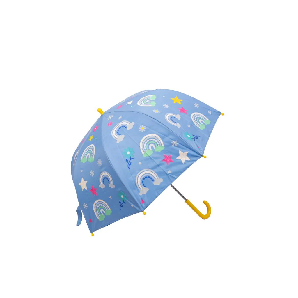 Combo Paraguas Retractiles Morado + Burdeo + Infantil Arcoíris cambia color Celeste - Image 5