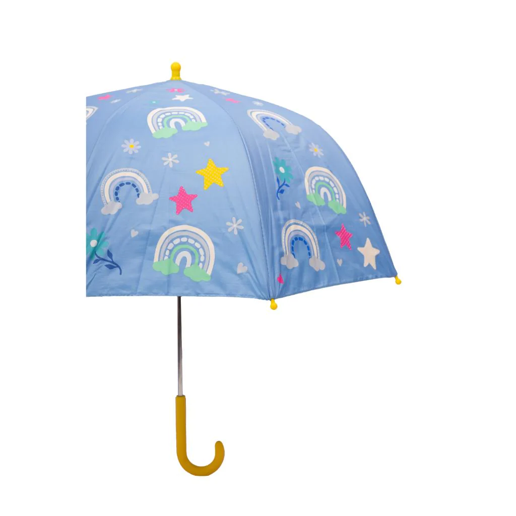 Combo Paraguas Retractiles Morado + Burdeo + Infantil Arcoíris cambia color Celeste - Image 6