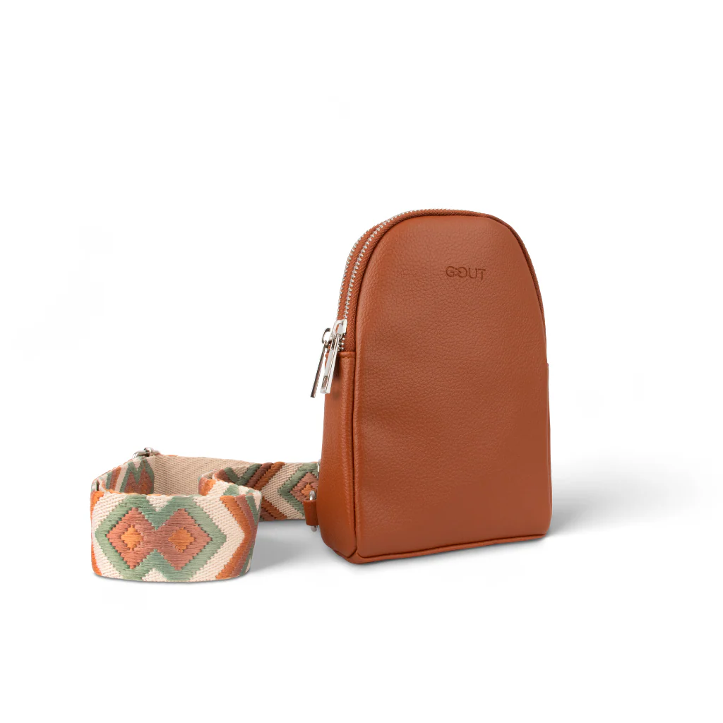 Combo Paraguas Retráctil Burdeo + Manta Sherpa Ecru + Bandolera Crossbag Camel - Image 9