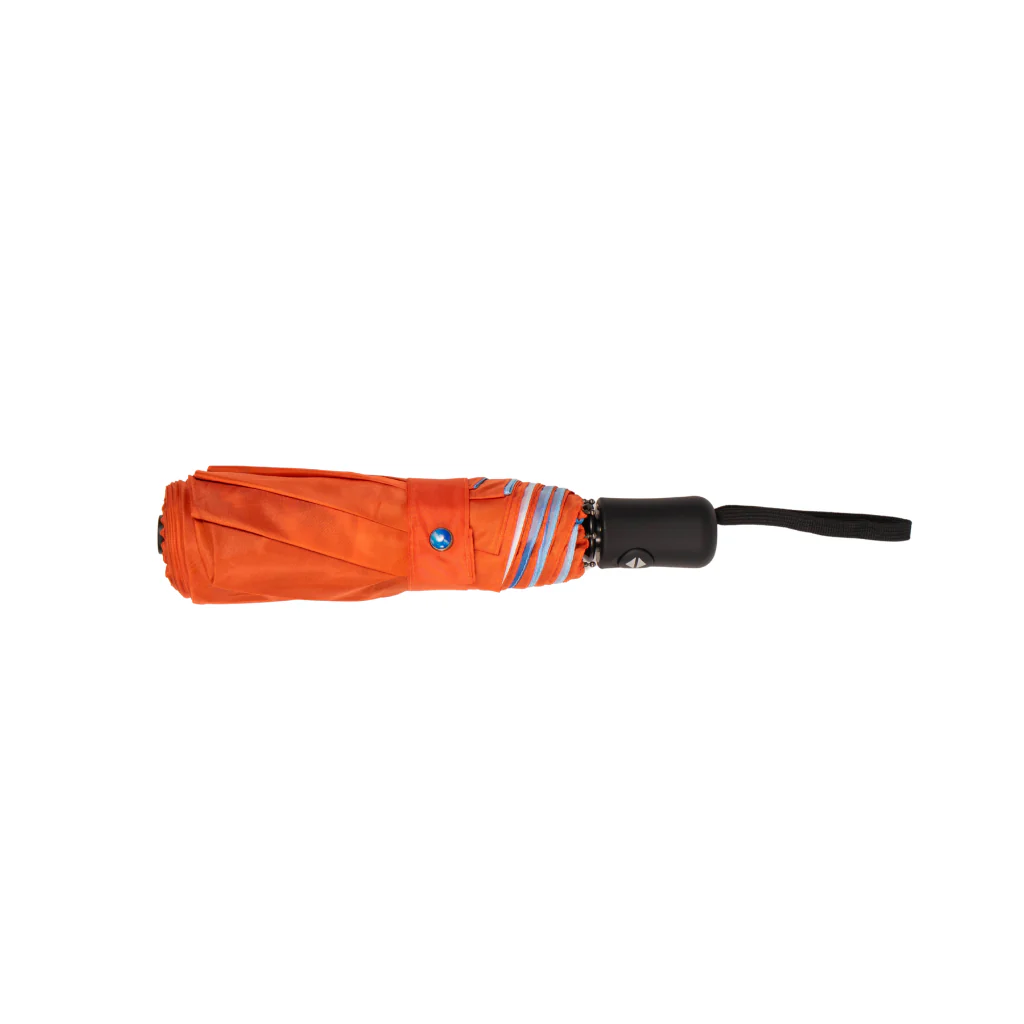 Combo Paraguas Retráctil Naranja + Manta Sherpa Gris Jaspeado - Image 10