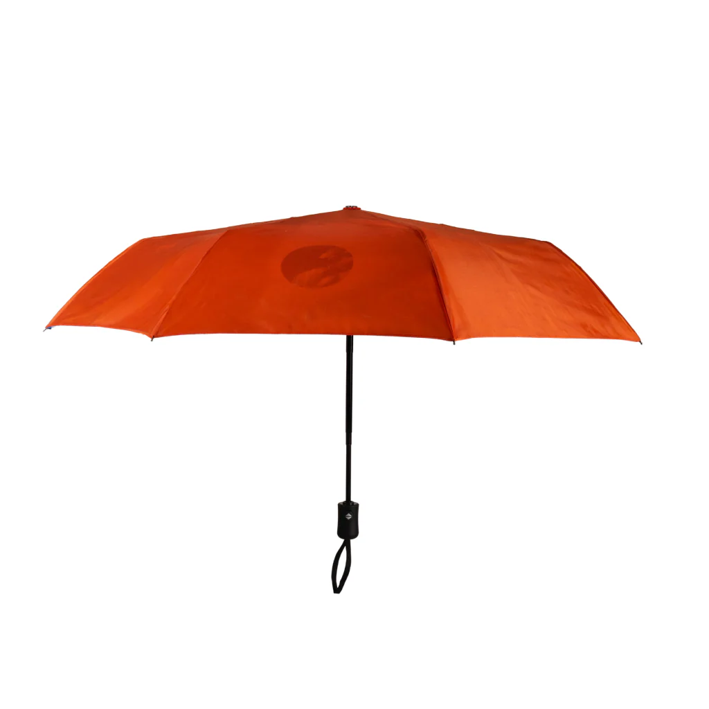 Combo Paraguas Retráctil Naranja + Manta Sherpa Gris Jaspeado - Image 2