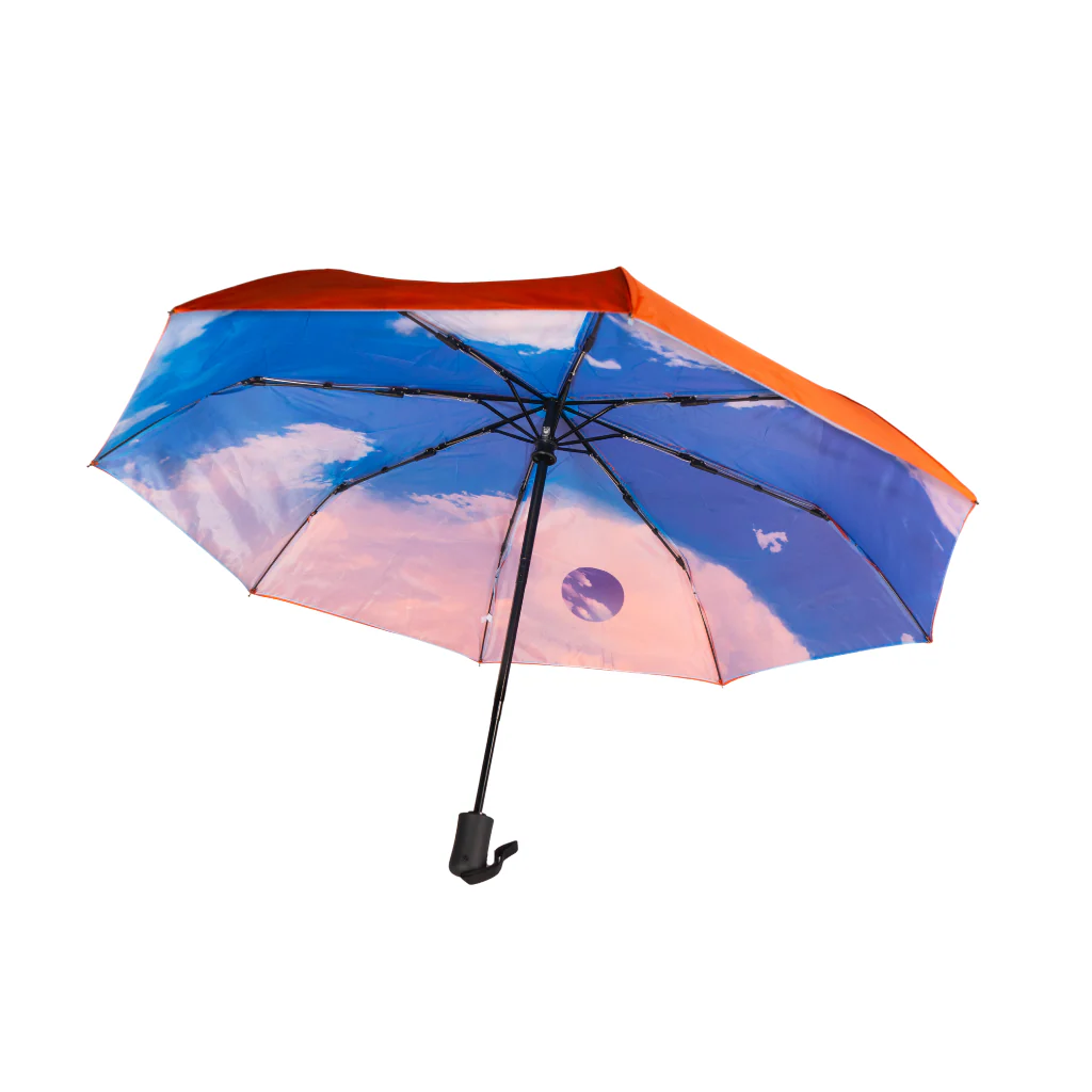 Combo Paraguas Retráctil Naranja + Manta Sherpa Gris Jaspeado - Image 8