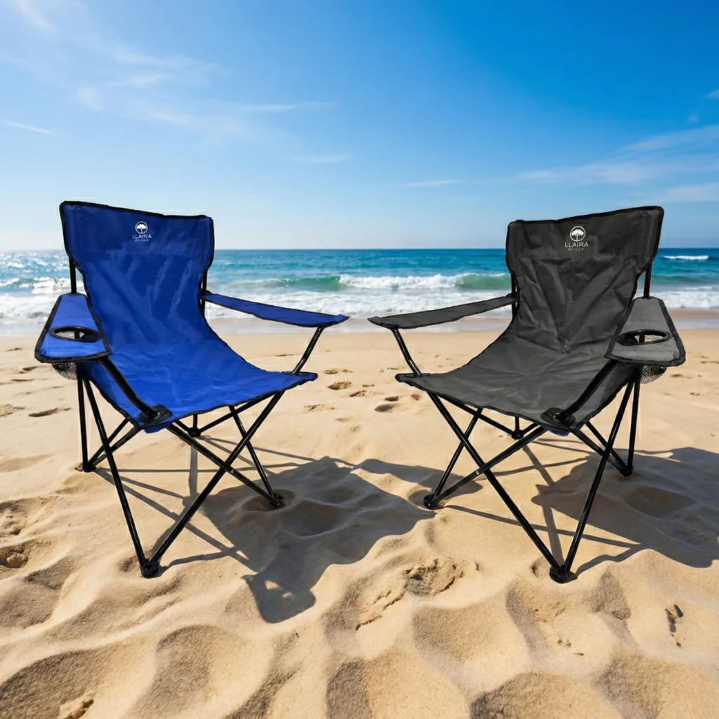 Combo 2 Sillas Camping Outdoor Plegables Llaima Azul y Negro - Image 2