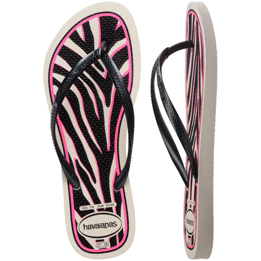 Havaiana Slim Animals Beige/Dark/Grey Metallic Fucsia Mujer Sandalia - Image 2