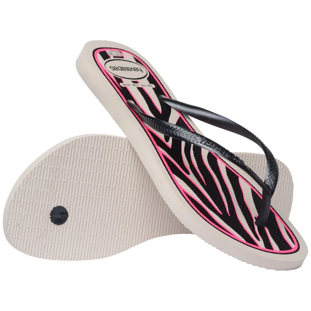 Havaiana Slim Animals Beige/Dark/Grey Metallic Fucsia Mujer Sandalia - Image 6