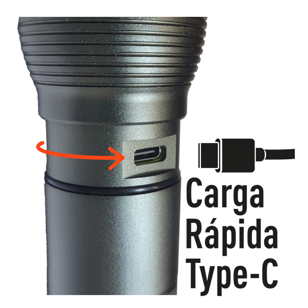 Linterna Led Recargable Usb Tipoc 1600Lm - Image 3