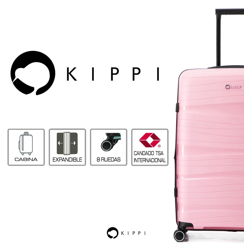 Maleta Kippi Cabina (S) Rígida Ultra Resistente y Expandible Wavy Pink - Image 3