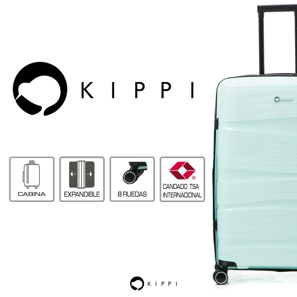Maleta Kippi (M) Rígida Ultra Resistente y Expandible Wavy Menta - Image 3