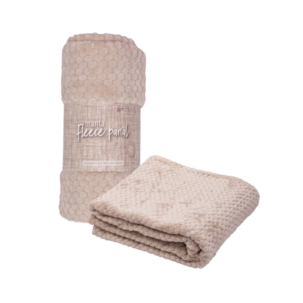 Manta Fleece Panal 125x150cm Beige - Image 2