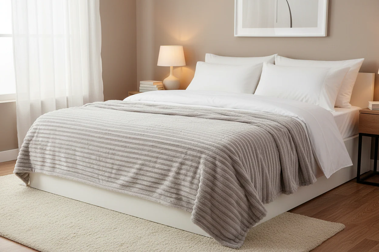 Manta Fleece Stripes 125x150cm Gris