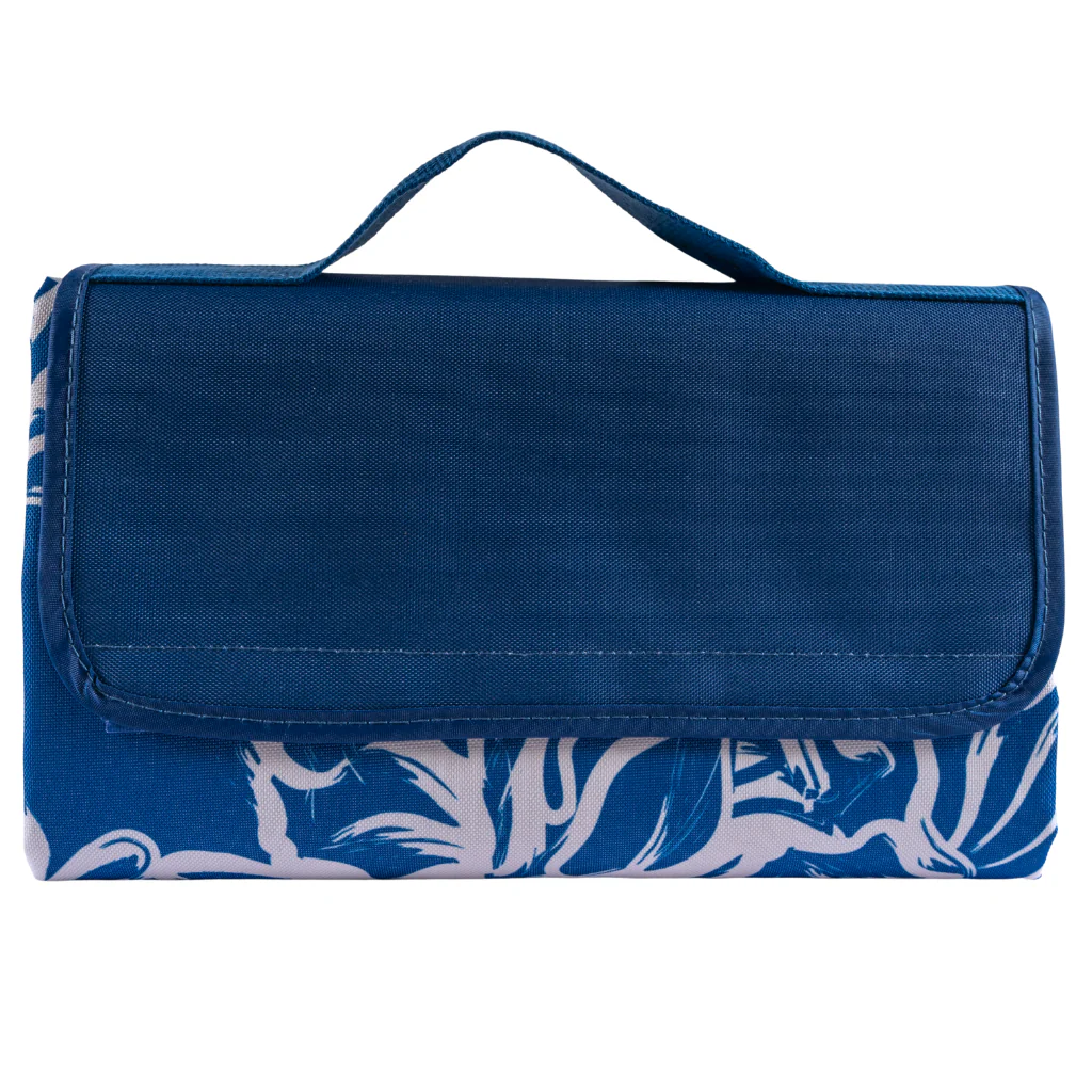 Manta Picnic y Playa Impermeable Azul Flores - Image 4
