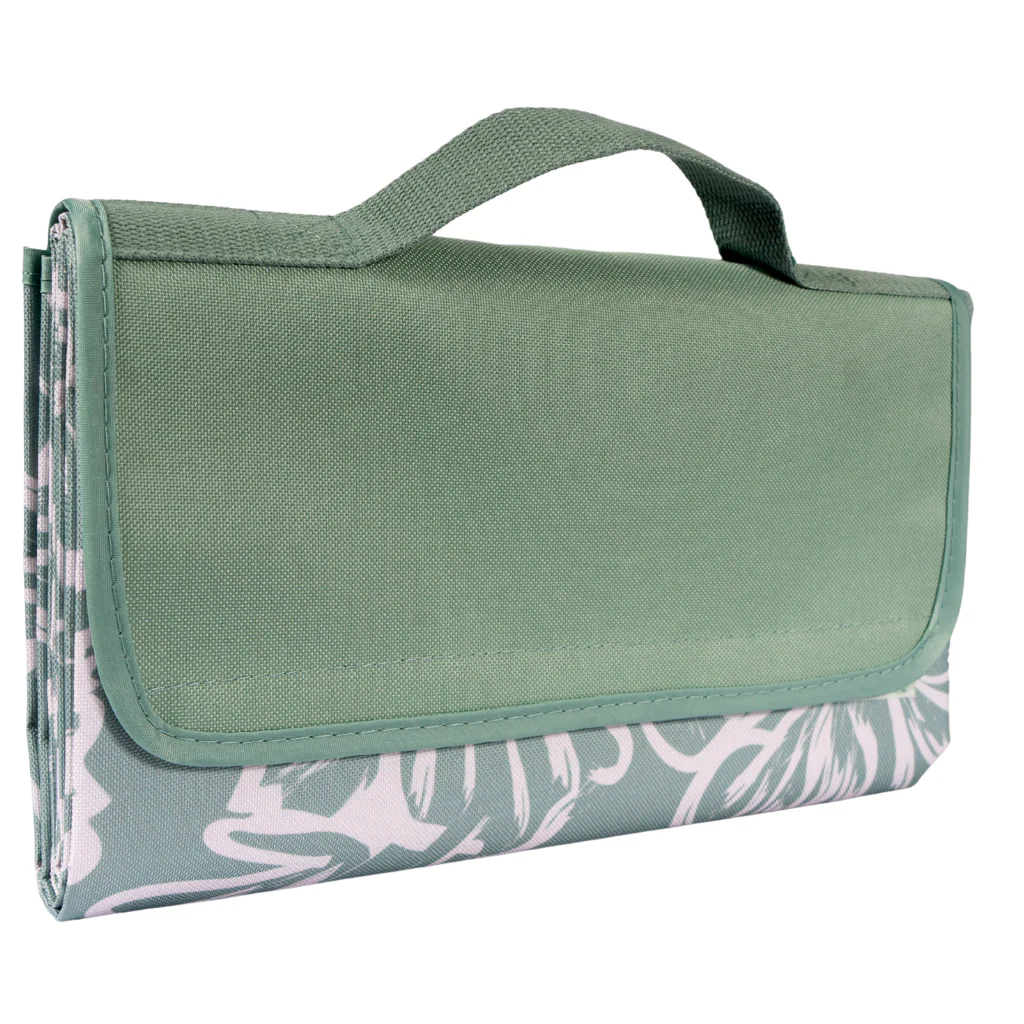 Manta de Picnic y Playa Impermeable Verde Flores - Image 6