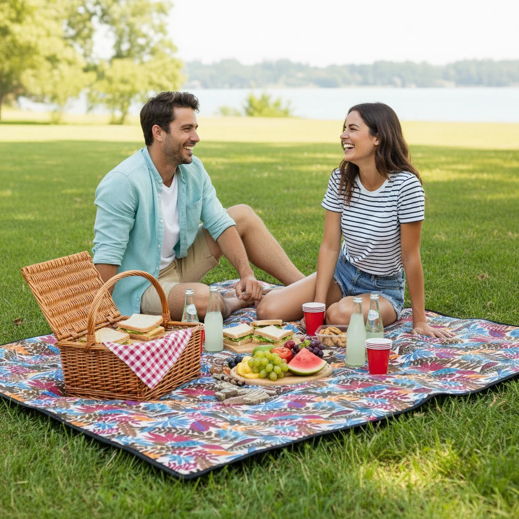 Manta Picnic Lavable Hojas Ecru - Image 2