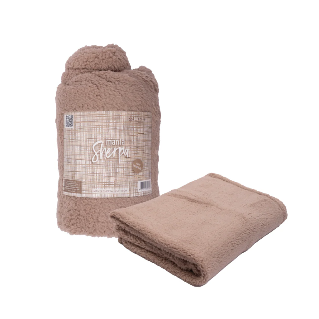 Manta Polar Sherpa 125x150cm Beige - Image 2