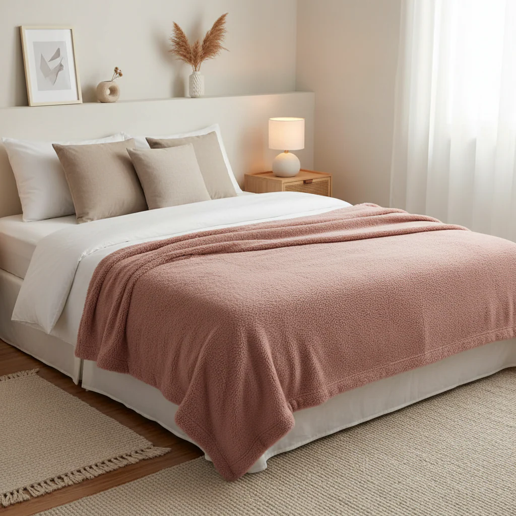 Manta Sherpa 125x150cm Rosado