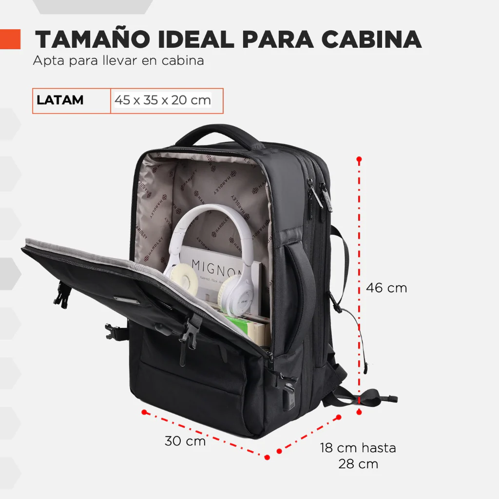 Mochila De Viaje Viral (Cabina Avión). Resistente al Agua. 40L Hardley, Premium Beige - Image 7