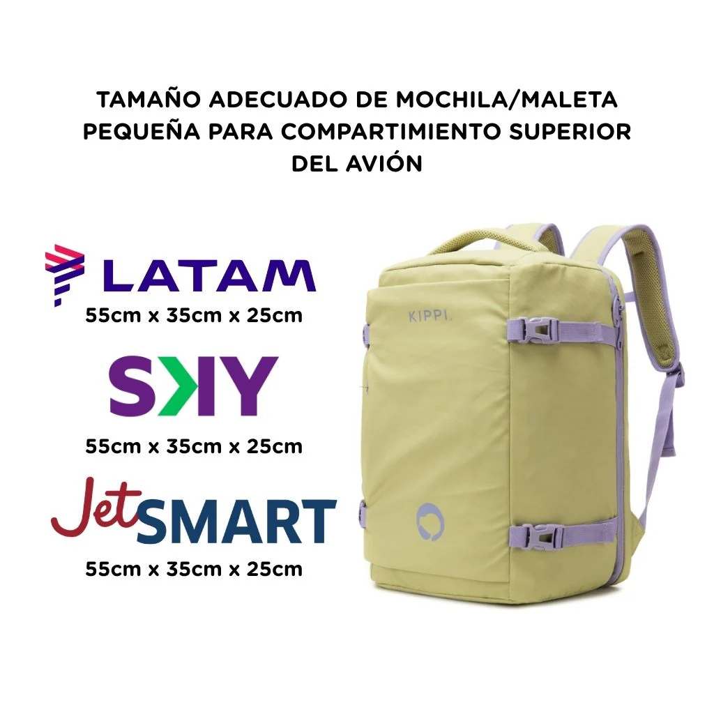 Combo 2 Mochila de Viaje Viral Kippi: 1 Mochila . Resistente al Agua. 45 L Kippi Negro + Mochila de Viaje Viral Cabina 45 L. Resistente al Agua. Kippi Pistacho - Image 3