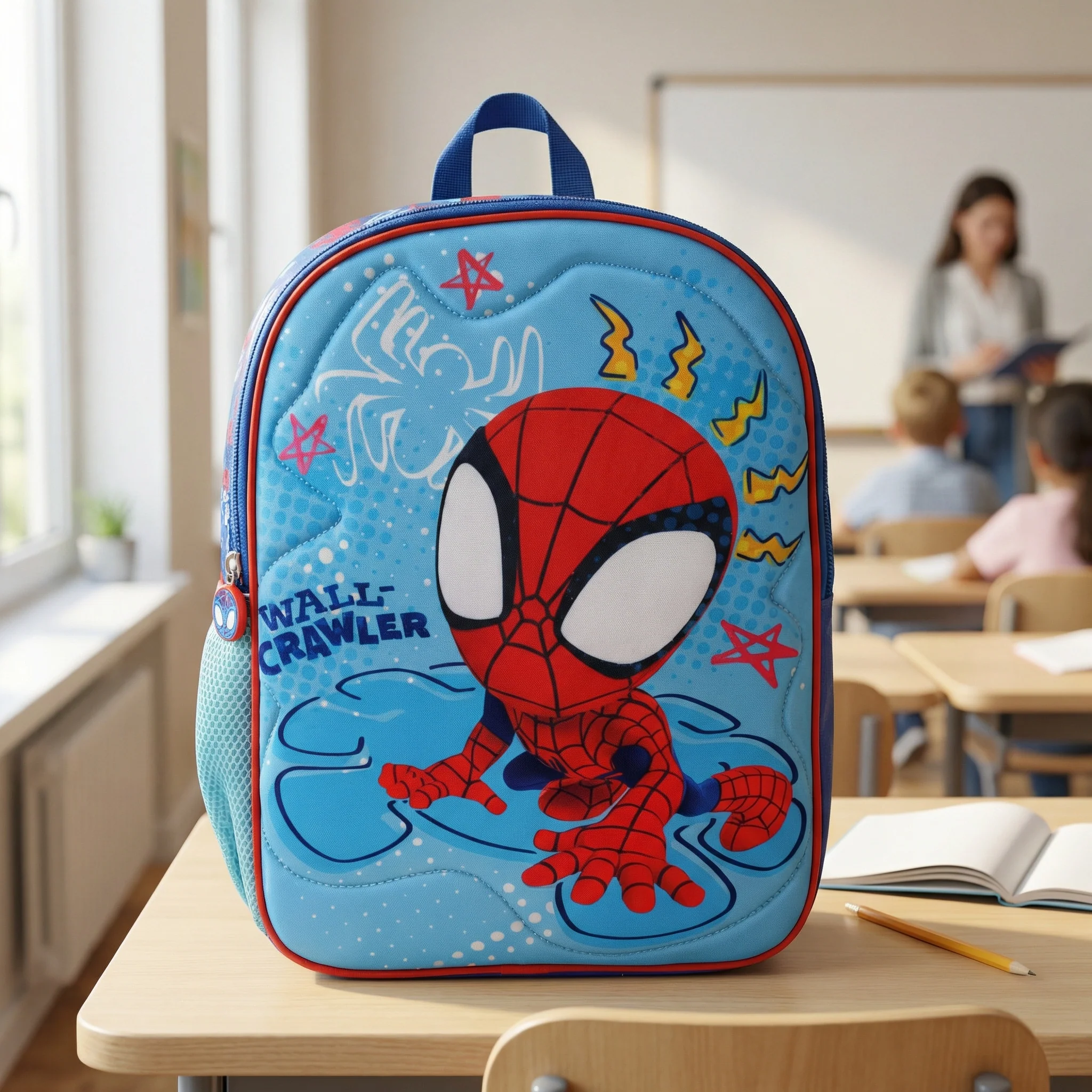 Mochila Infantil Soft Quilt Spiderman Celeste 10 L