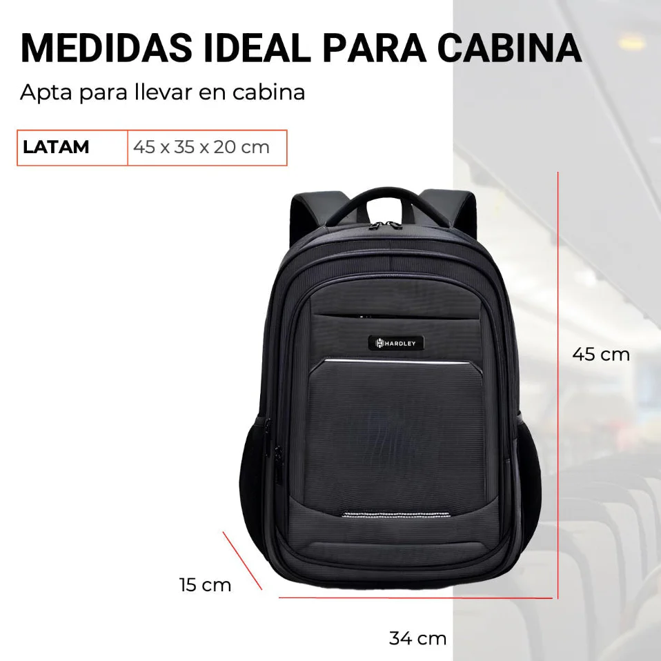 Mochila Viaje - Cabina. Resistente al Agua. 23L. Usb - Image 2