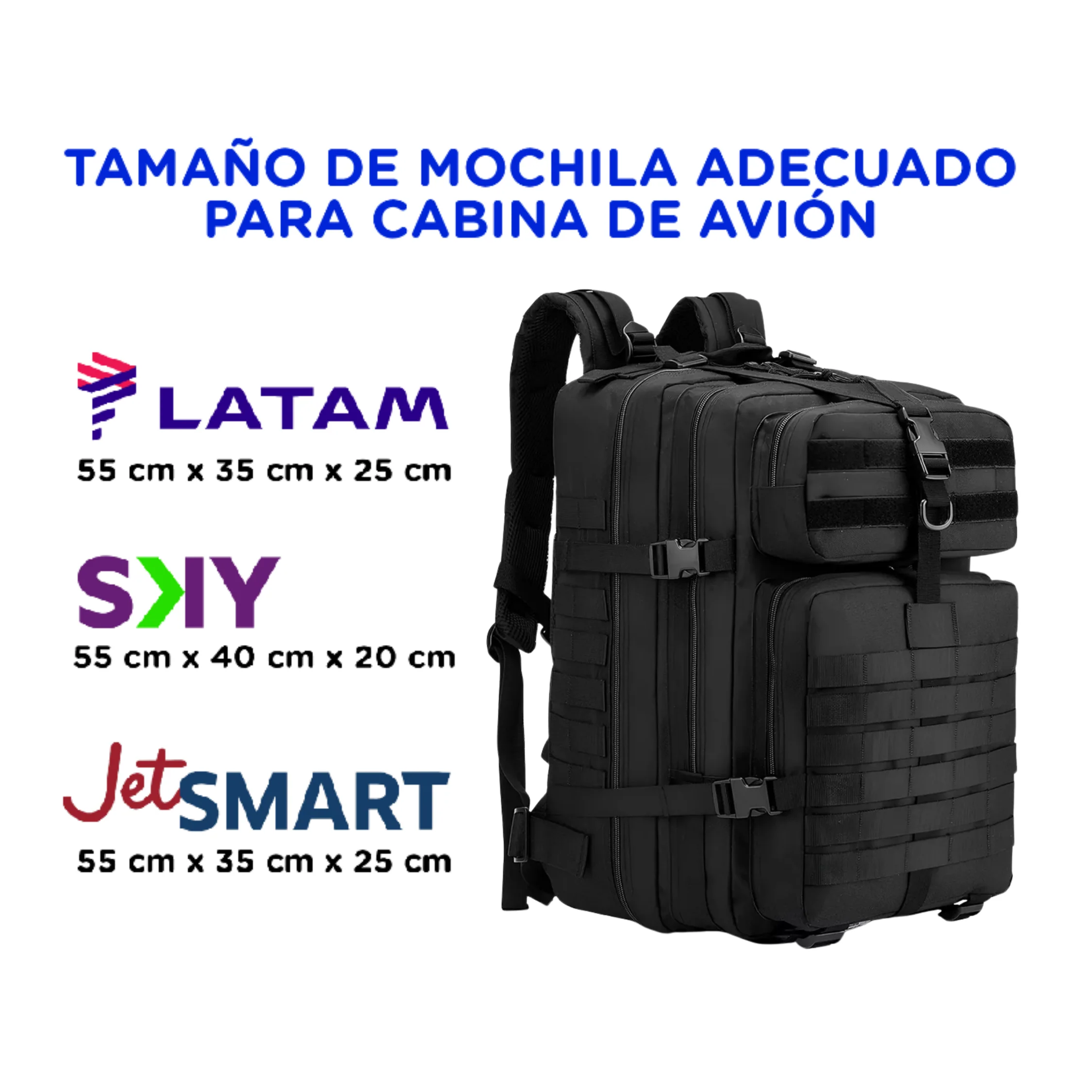 Mochila Viaje Viral Cabina 40L. Resistente al Agua. Negro Pentagon - Image 7