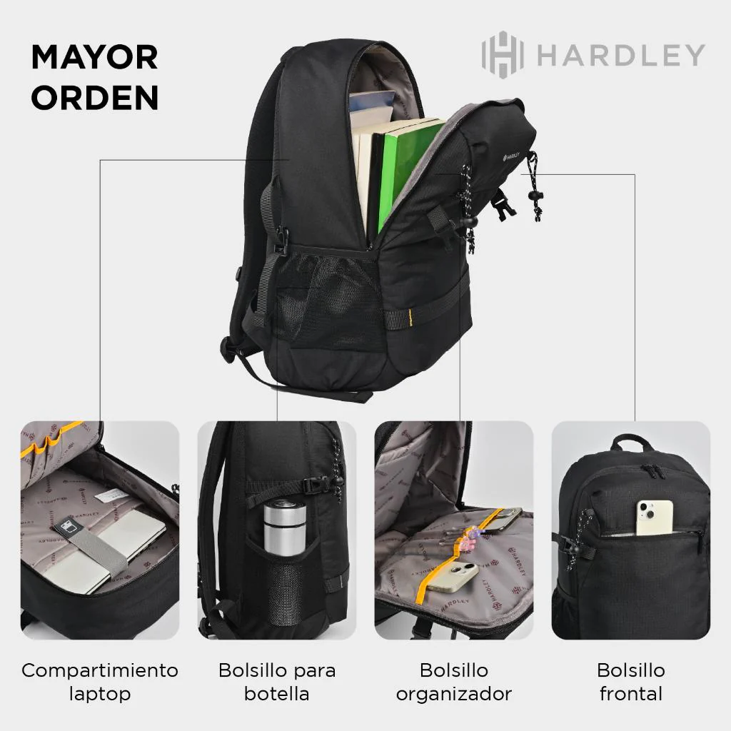 Mochila Viaje L 25L Impermeable  Negro Hardley - Image 15