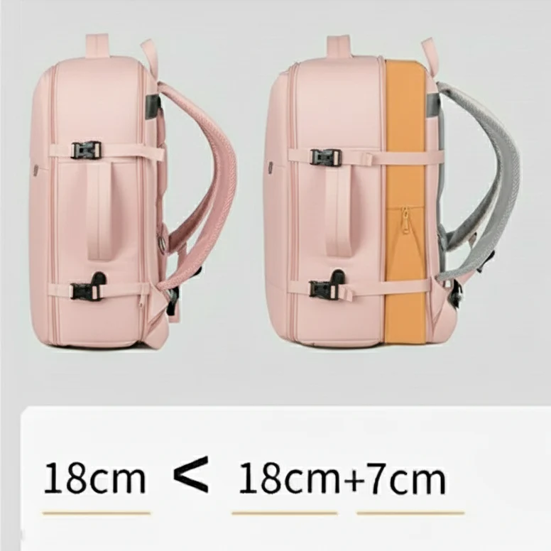 Mochila Viaje Viral XL. Grand Travel Ripstop 36L Misty Pink. Antirrobo. - Image 7