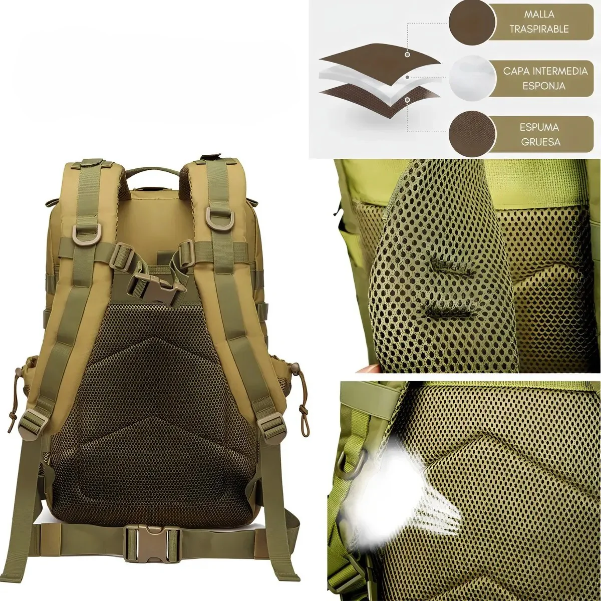 Mochila Viaje Táctica Impermeable Expandible 40L Navigator - Image 17