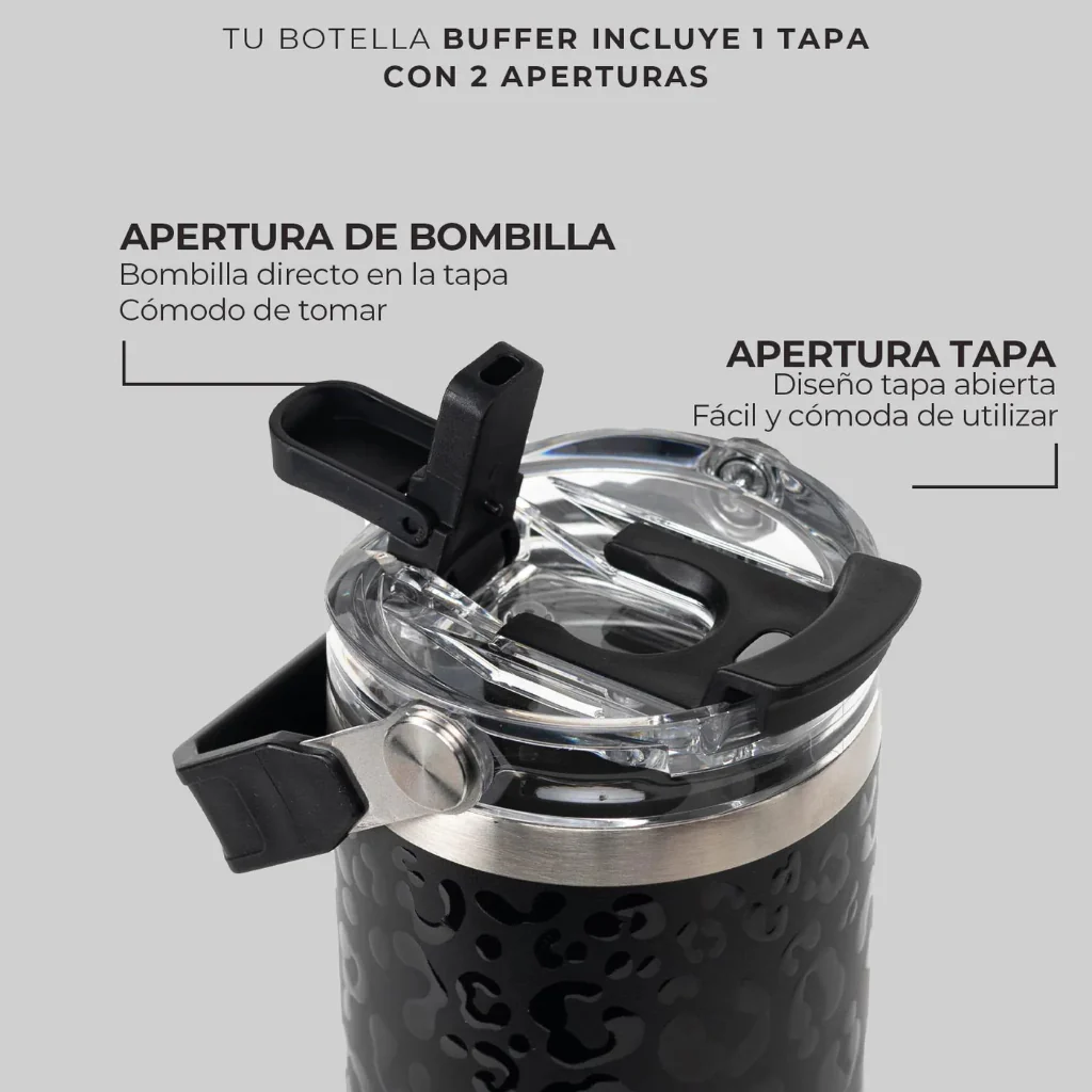 Mug Vaso Térmico Buffer Cuzco 800ml Acero Inoxidable Black Leopard - Image 4