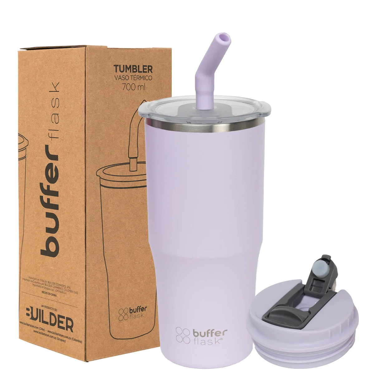 Mug Vaso Térmico Roques 700ml Acero Inox Agua Fría y Caliente Soak Liliac