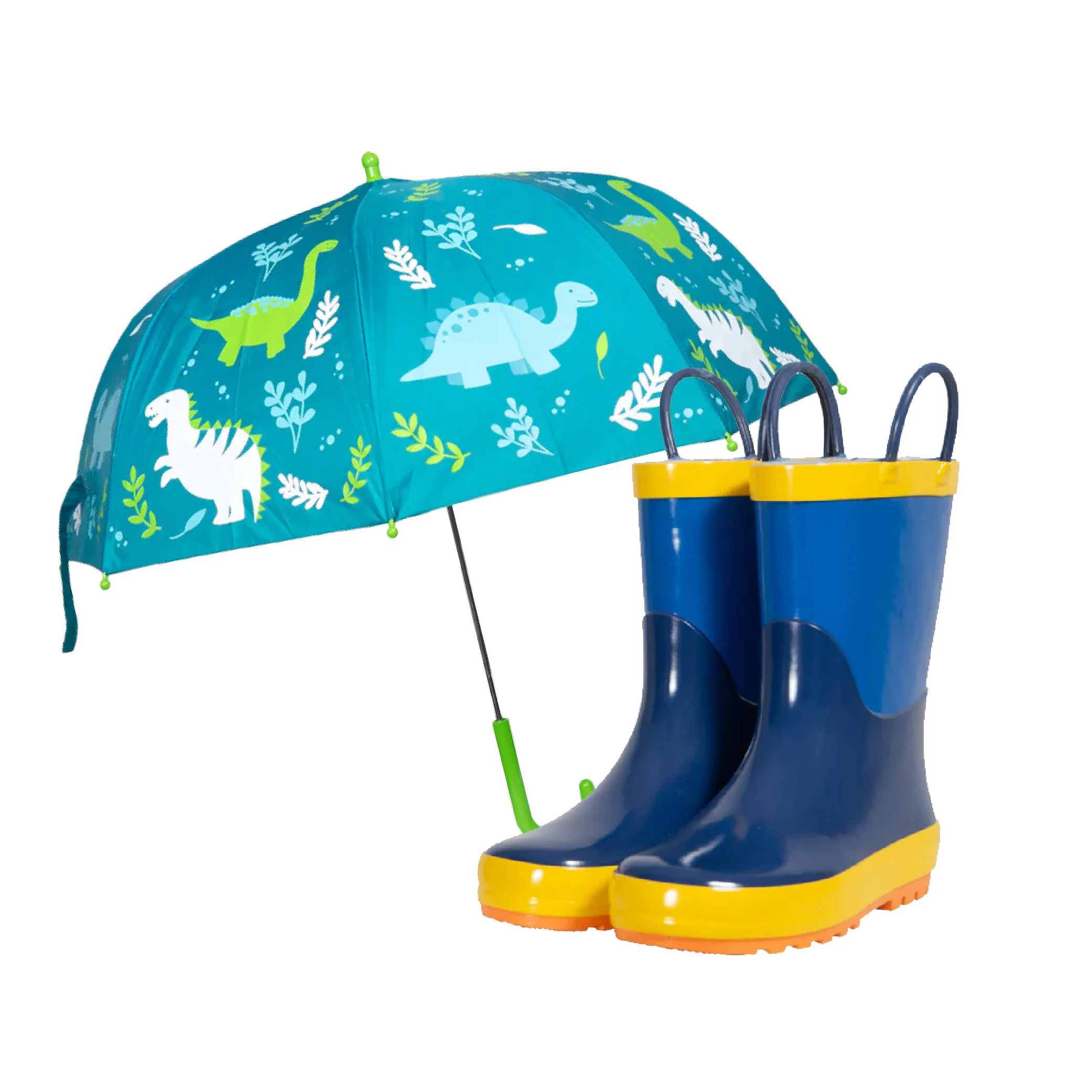 Combo Especial Paraguas Dinosaurio + Botas de Agua Azul