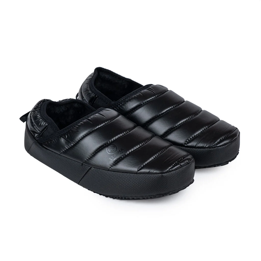 Pantufla Juvenil Mujer con Polar y Acolchada. Negro. Llaima