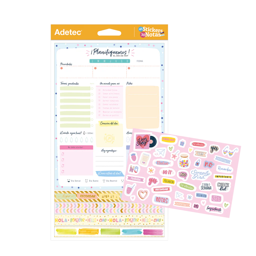 Planificador Diario Adetec - Washing Tape Y Stickers