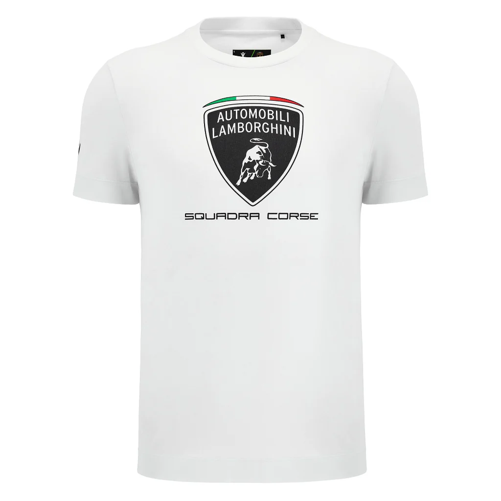 Polera Blanca Cuello Redondo Lamborghini Hombre M24