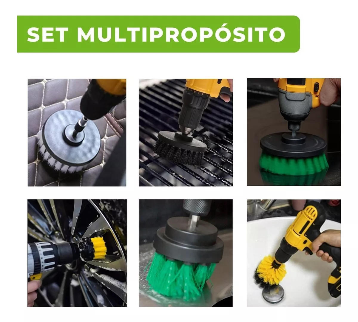 Set 10 Cepillos Limpieza. Auto Hogar Y Tapiz, Para Taladro - Image 3