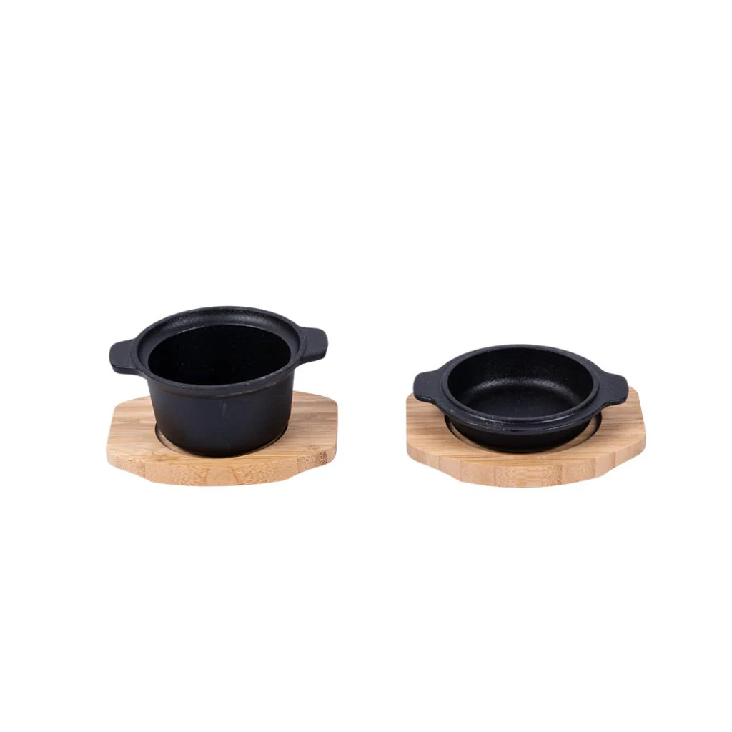 Set 2 Fuentes De Bambú Y Fierro Fundido Dangrill
