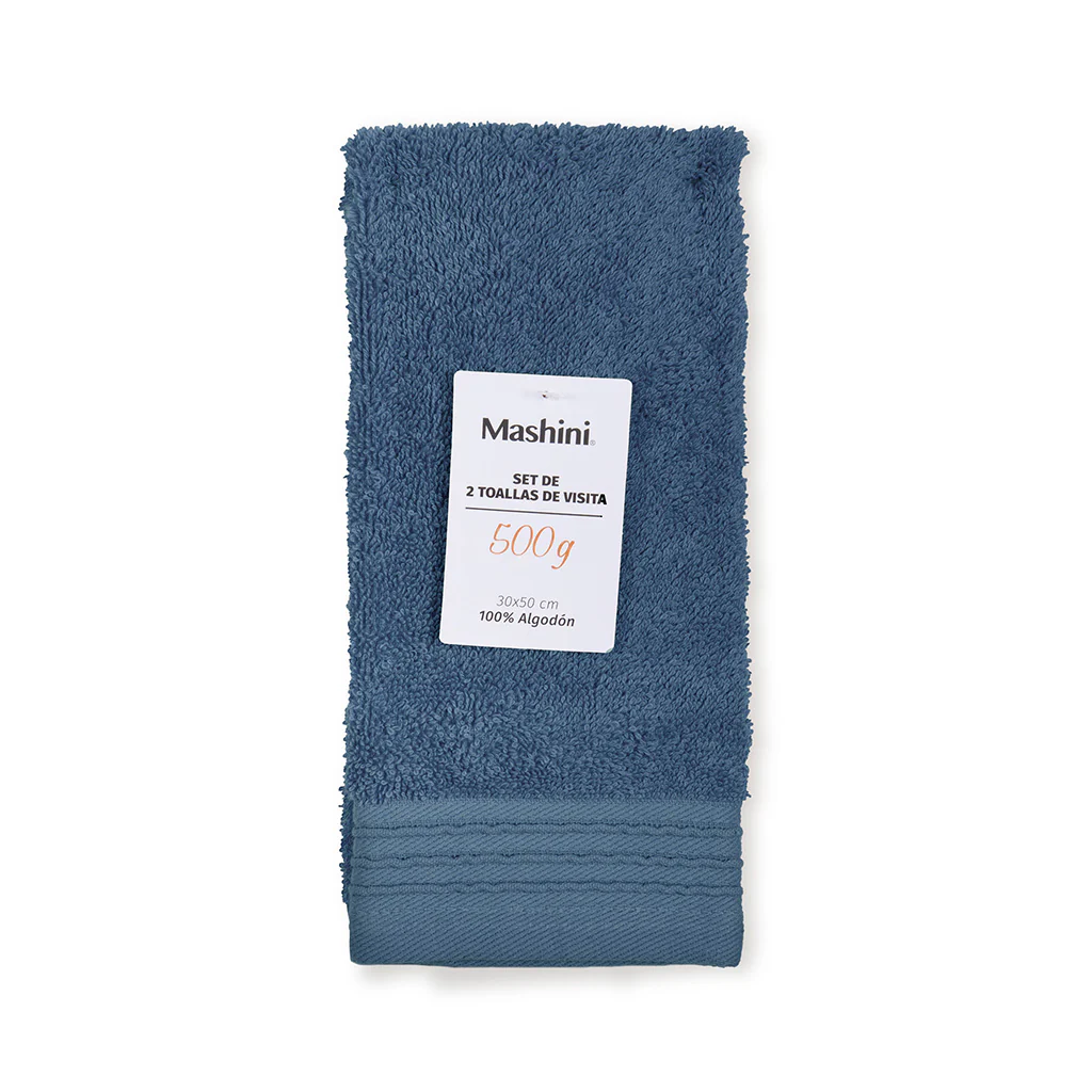 Set 2 Toallas Mashini 500 GSM 30x50 Azul