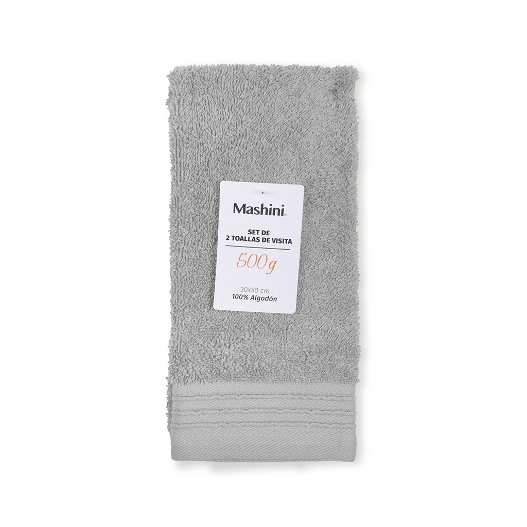 Set 2 Toallas Mashini 500 GSM 30x50 Gris - Image 3