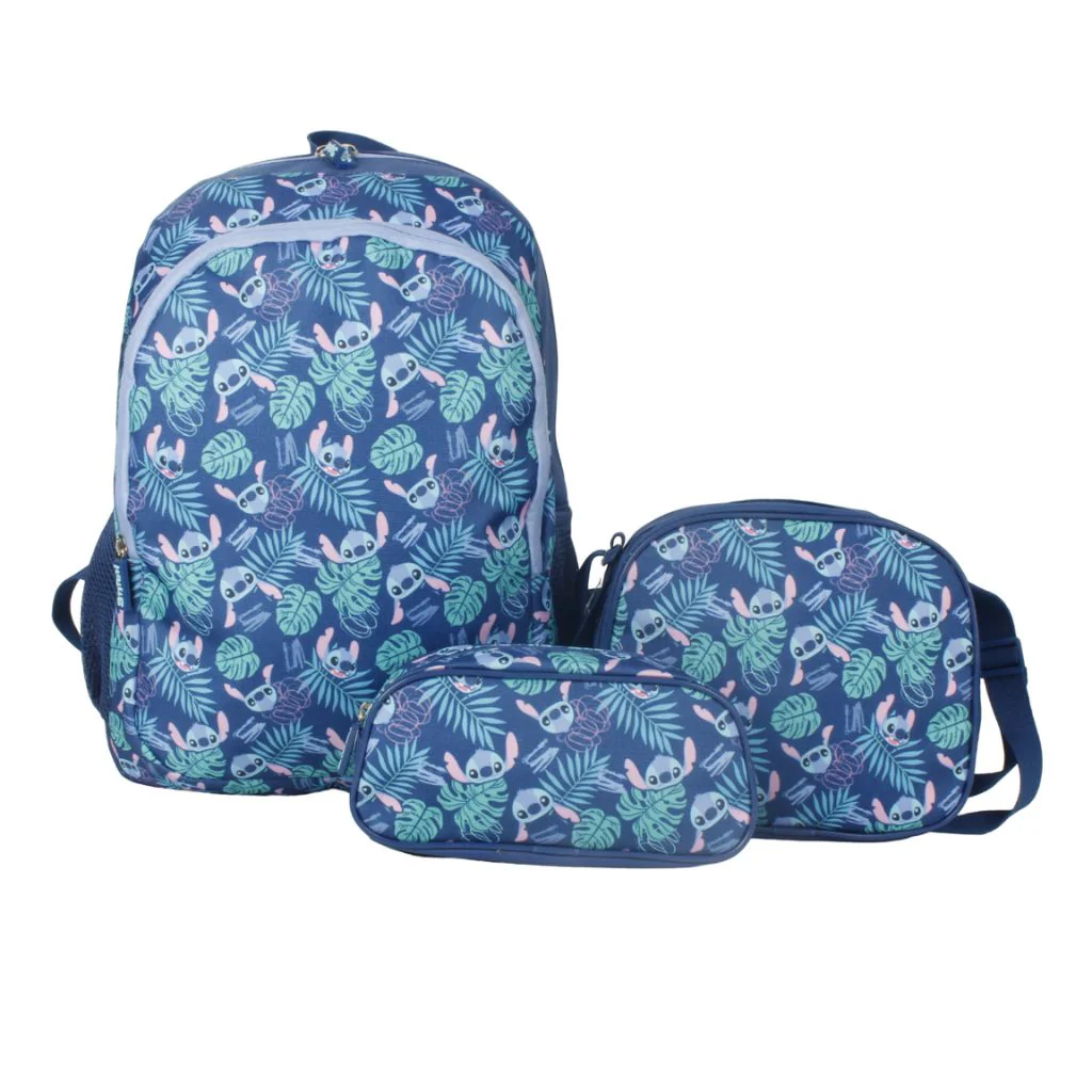 Set Stitch Juvenil 3pcs: 1 Mochila + 1 Bolso Cooler + 1 Estuche