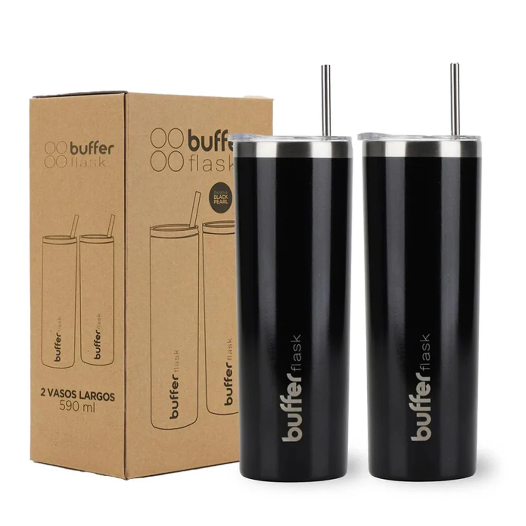 Set de 2 Vasos Térmicos Buffer Frío y Calor Negro